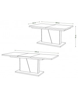 NOBLE NOIR Wit mat/Millium beton – uitschuifbare tafel tot 218 cm, voor 8, 10 personen.