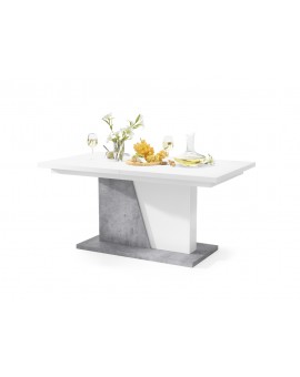 NOBLE NOIR Wit mat/Millium beton – uitschuifbare tafel tot 218 cm, voor 8, 10 personen.