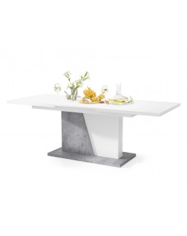 NOBLE NOIR Wit mat/Millium beton – uitschuifbare tafel tot 218 cm, voor 8, 10 personen.