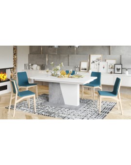 NOBLE NOIR Wit mat/Millium beton – uitschuifbare tafel tot 218 cm, voor 8, 10 personen.