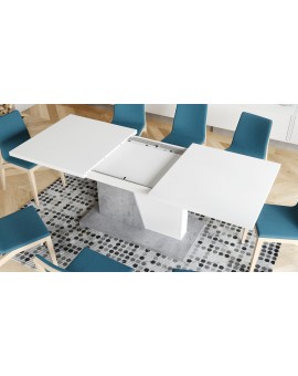 NOBLE NOIR Wit mat/Millium beton – uitschuifbare tafel tot 218 cm, voor 8, 10 personen.