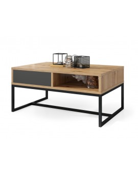 NYX Eik Artisan /Antraciet - MODERNE KOFFIE TAFEL MET LA, LOFT