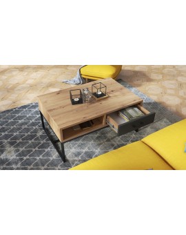 NYX Eik Artisan /Antraciet - MODERNE KOFFIE TAFEL MET LA, LOFT