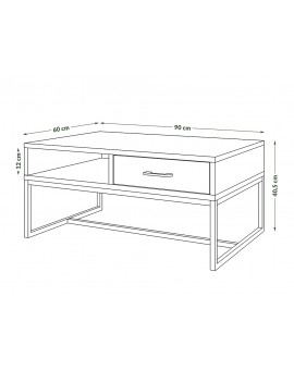 NYX Eik Ambacht Goud/Zwart Mat - MODERNE KOFFIETAFEL MET LA, LOFT