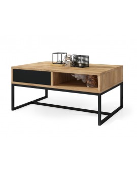 NYX Eik Ambacht Goud/Zwart Mat - MODERNE KOFFIETAFEL MET LA, LOFT