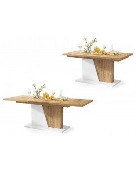 NOBLE NOIR eiken Craft Golden/White mat – uitschuifbare tafel tot 218 cm, voor 8, 10 personen.