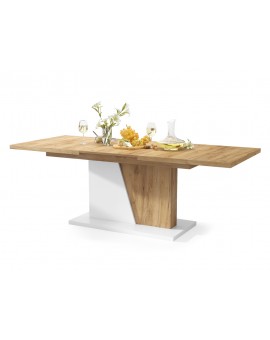 NOBLE NOIR eiken Craft Golden/White mat – uitschuifbare tafel tot 218 cm, voor 8, 10 personen.