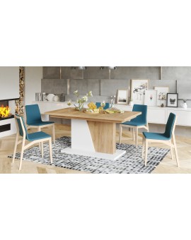 NOBLE NOIR eiken Craft Golden/White mat – uitschuifbare tafel tot 218 cm, voor 8, 10 personen.