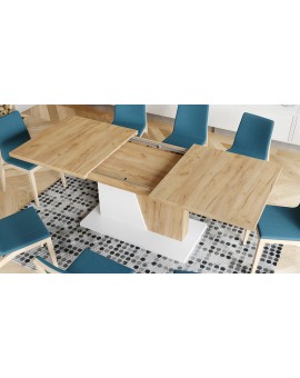 NOBLE NOIR eiken Craft Golden/White mat – uitschuifbare tafel tot 218 cm, voor 8, 10 personen.