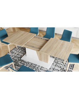 NOBLE NOIR Sonoma Eik/Wit Mat – uitschuifbare tafel tot 218 cm, voor 8, 10 personen.