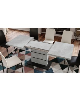 PIANO beton licht atelier / zwart mat - moderne uitschuifbare tafel tot 200 cm