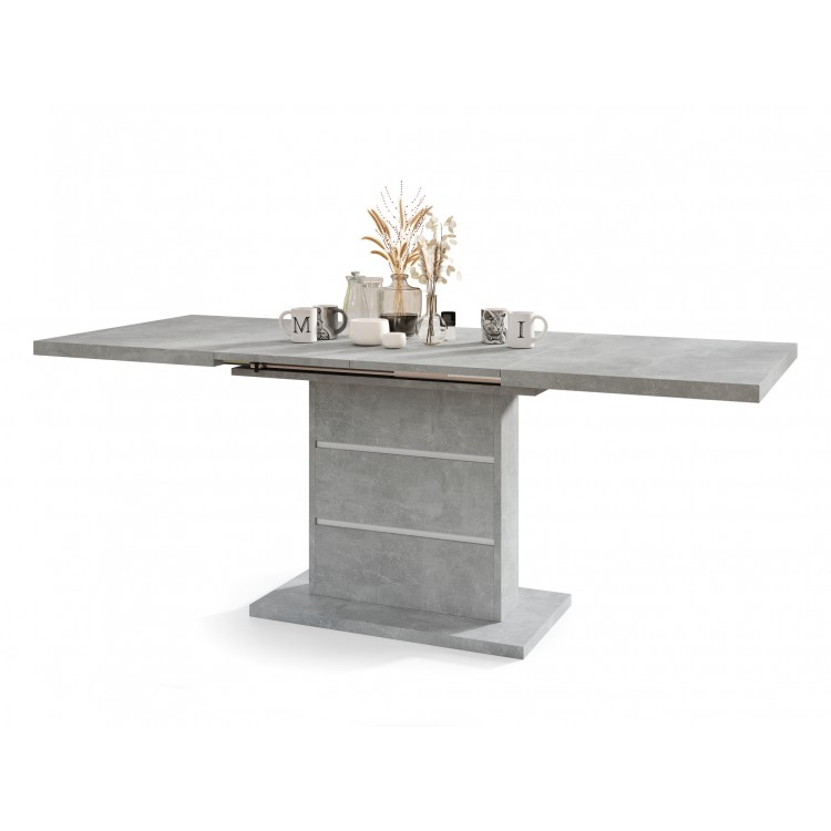 PIANO licht beton / witte inzetstukken - moderne uitschuifbare tafel tot 200 cm