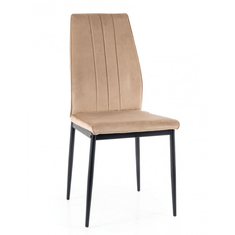 Stoel ATENA beige (stof Bluvel 28) - modern, gestoffeerd, fluweel, voor woonkamer, eetkamer, kantoor, keuken