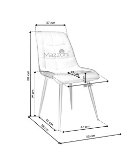 Stoel POSH grijs (stof Bluvel 14) - modern, gestoffeerd, fluweel, voor woonkamer, eetkamer