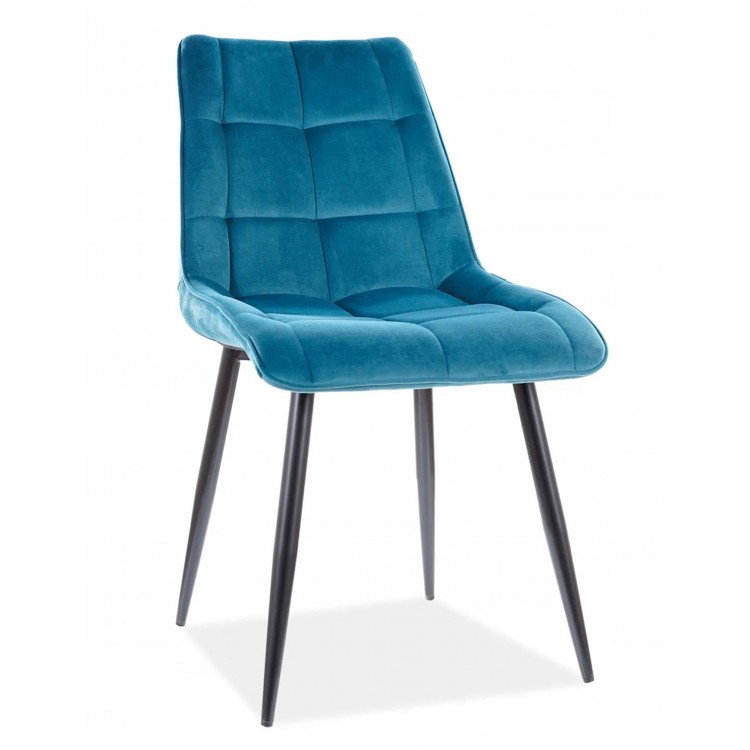 Stoel POSH turquoise (stof Bluvel 85) - modern, gestoffeerd, fluweel, voor woonkamer, eetkamer