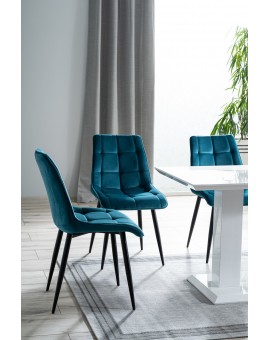 Stoel POSH turquoise (stof Bluvel 85) - modern, gestoffeerd, fluweel, voor woonkamer, eetkamer