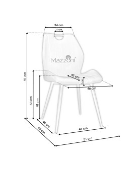 Stoel ARCO zwart (stof Bluvel 19) - modern, gestoffeerd, voor woonkamer/eetkamer, met handgreep, fluweel