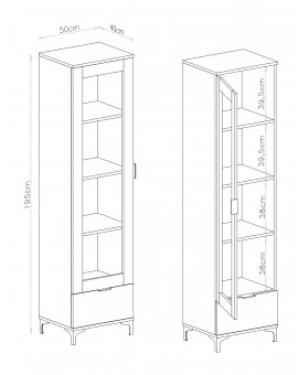 Kast LANA 07 Eiken Artisan - 1-DEURS KAST MET LA