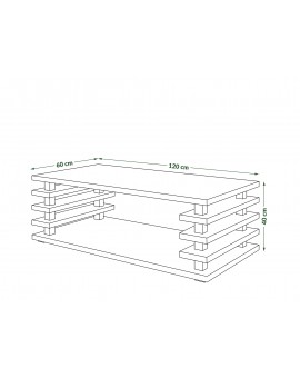 PORTO Beton Helder Atelier - MODERNE KOFFIETAFEL MET LAMELLEN 2IN1, OP WIELEN/POTEN