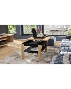 ASTI-P Oak Craft Goud/zwart - moderne salontafel met liftblad