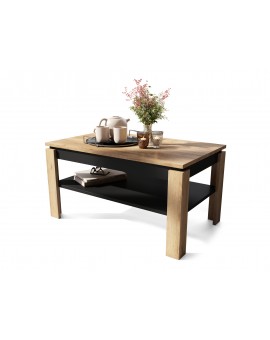 ASTI-R Eiken Craft Goud/zwart - moderne salontafel met uitschuifbaar blad