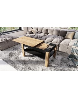 ASTI-R Eiken Craft Goud/zwart - moderne salontafel met uitschuifbaar blad