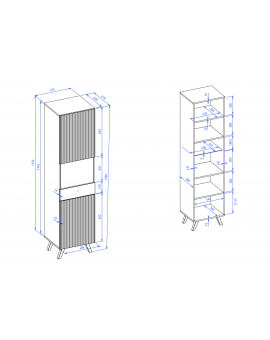 Kast BERLINI 2D Artisan eiken/zwart - KAST MET 1 DEUR EN GERIBBELDE VOORPANELEN