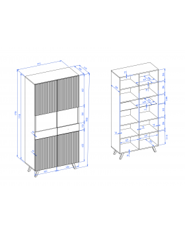 Kast BERLINI 4D Artisan eiken/zwart - KAST MET 2 DEUREN EN GERIBBELDE VOORPANELEN