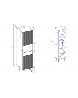 Kast VIENNA 2D Wit mat/goud - KAST MET 1 DEUR MET GERIBBELDE VOORPANELEN