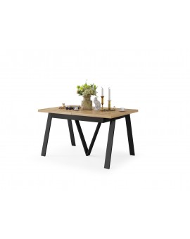 AVERY eik Artisan/onderkant zwart - LOFT/INDUSTRIËLE TAFEL VOOR WOONKAMER / EETKAMER UITKLAPBAAR TOT 290 cm!