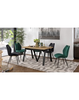 AVERY eik Artisan/onderkant zwart - LOFT/INDUSTRIËLE TAFEL VOOR WOONKAMER / EETKAMER UITKLAPBAAR TOT 290 cm!