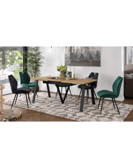 AVERY eik Artisan/onderkant zwart - LOFT/INDUSTRIËLE TAFEL VOOR WOONKAMER / EETKAMER UITKLAPBAAR TOT 290 cm!