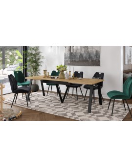 AVERY eik Artisan/onderkant zwart - LOFT/INDUSTRIËLE TAFEL VOOR WOONKAMER / EETKAMER UITKLAPBAAR TOT 290 cm!