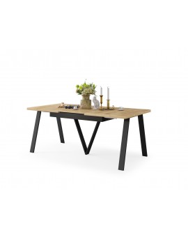 AVERY eik Craft goud/onderkant zwart - LOFT/INDUSTRIËLE TAFEL VOOR WOONKAMER / EETKAMER UITKLAPBAAR TOT 290 cm!