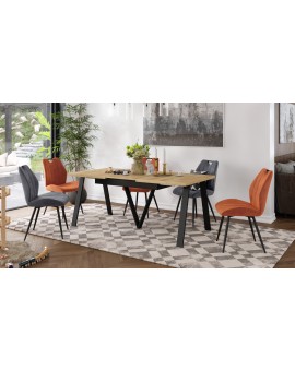 AVERY eik Craft goud/onderkant zwart - LOFT/INDUSTRIËLE TAFEL VOOR WOONKAMER / EETKAMER UITKLAPBAAR TOT 290 cm!