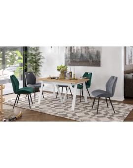 AVERY eiken Wotan/ onderkant wit - LOFT/INDUSTRIËLE TAFEL VOOR WOONKAMER / EETKAMER UITKLAPBAAR TOT 290 cm!