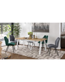 AVERY eiken Wotan/ onderkant wit - LOFT/INDUSTRIËLE TAFEL VOOR WOONKAMER / EETKAMER UITKLAPBAAR TOT 290 cm!