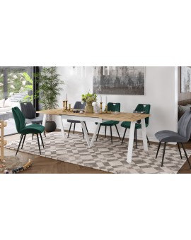 AVERY eiken Wotan/ onderkant wit - LOFT/INDUSTRIËLE TAFEL VOOR WOONKAMER / EETKAMER UITKLAPBAAR TOT 290 cm!