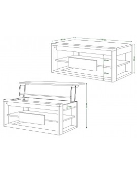 FRAME EIK Bruin/Zwart mat - MODERNE TAFEL MET OPTILBAAR TAFELBLAD/IN HOOGTE VERSTELBAAR TAFELBLAD + OPBERGVAK + PLANK